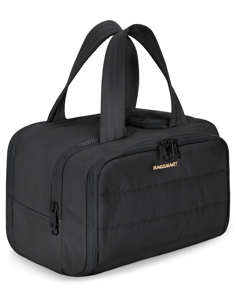 BAGSMART travel toiletry bag shows large capacity for cosmetics and toiletries.