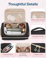 BAGSMART's multi-pocket design helps organize toiletries and cosmetics efficiently.