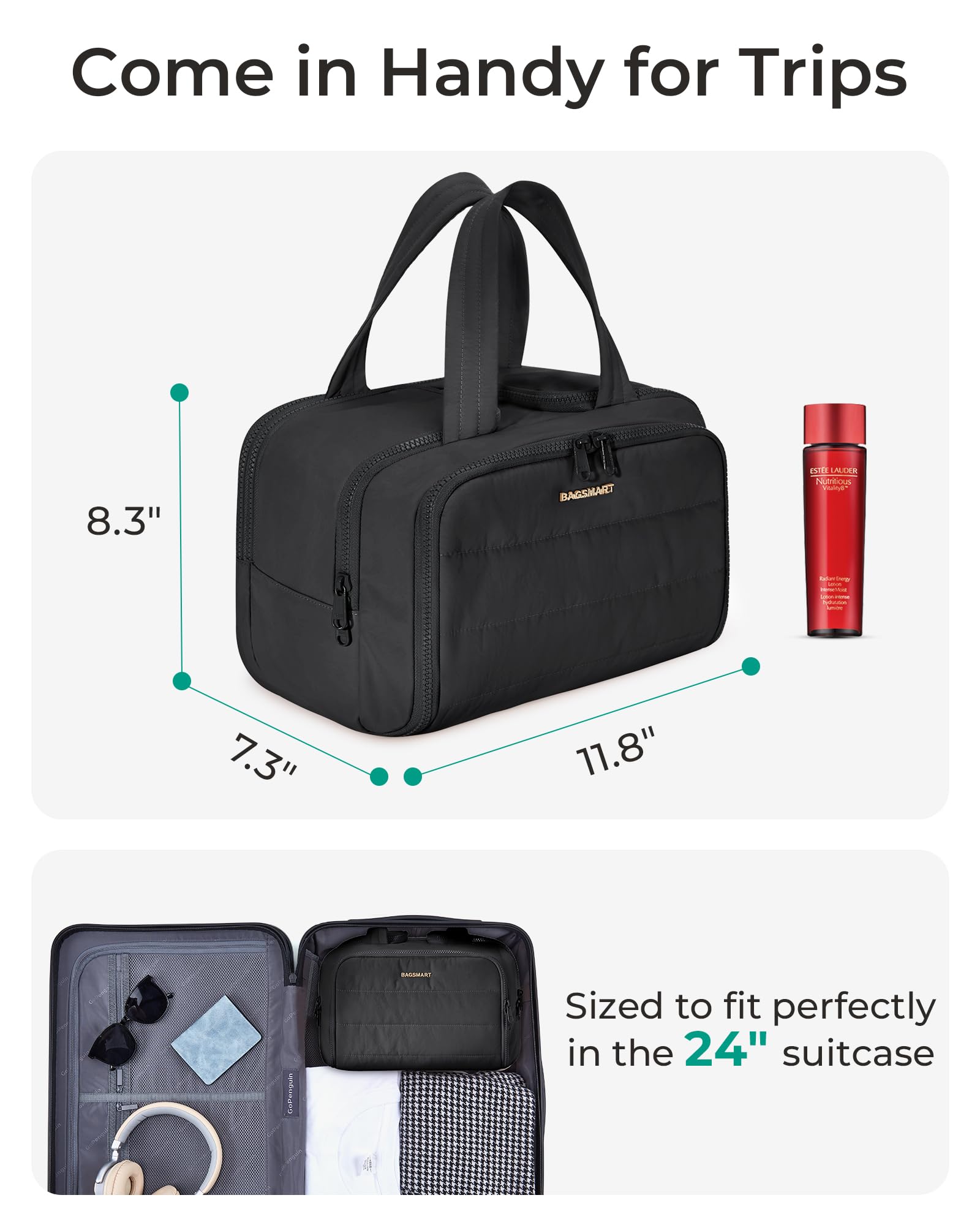 BAGSMART inside compartments keep items organized and easy to reach