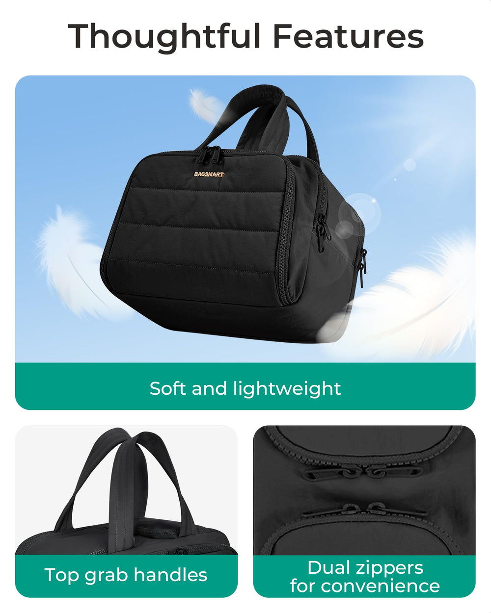 BAGSMART packaging image emphasizes stylish, practical travel organizer