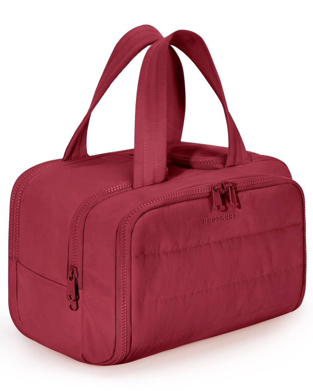 BAGSMART travel toiletries bag with wide opening for easy access and organization.