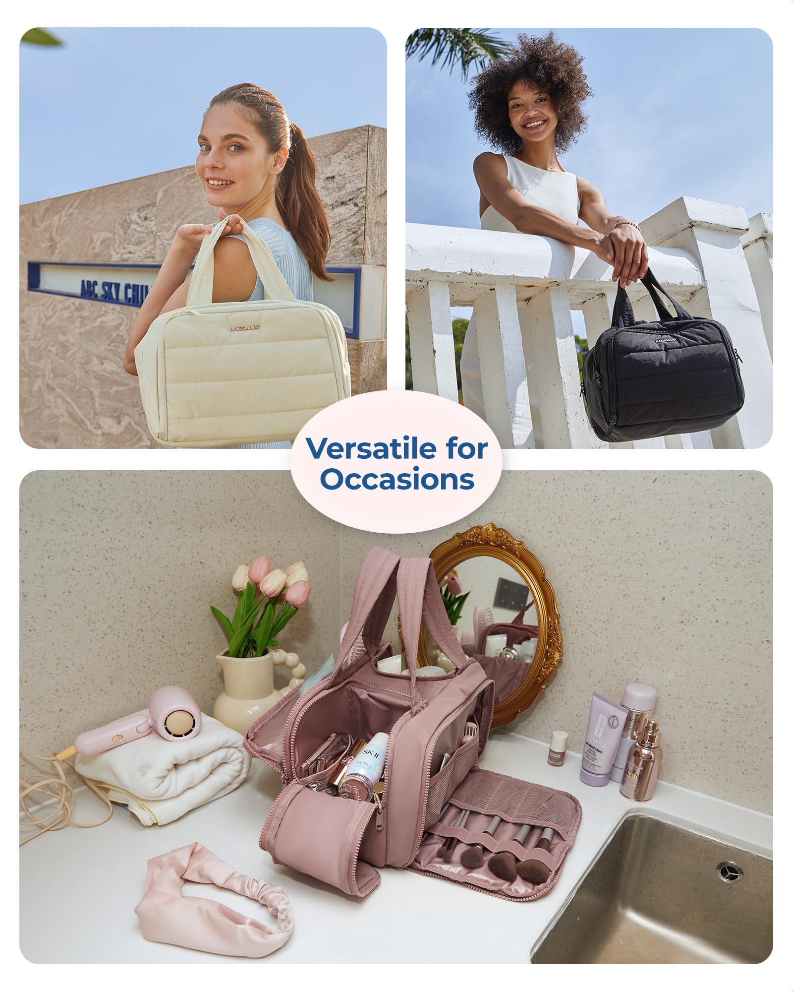 BAGSMART travel bag for toiletries and makeup suits business trips, gym sessions, and everyday use