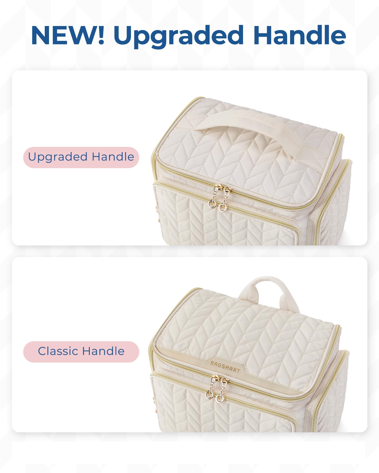 BAGSMART Travel Toiletry Bag two-way zipper for smooth access.