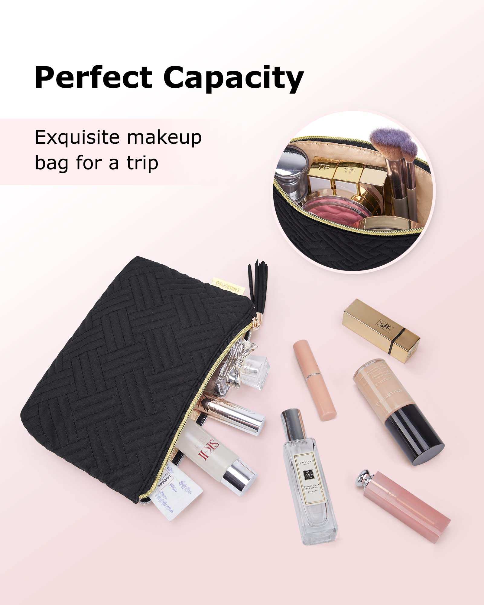 BAGSMART travel toiletry bag with tassel adds chic detail and practicality