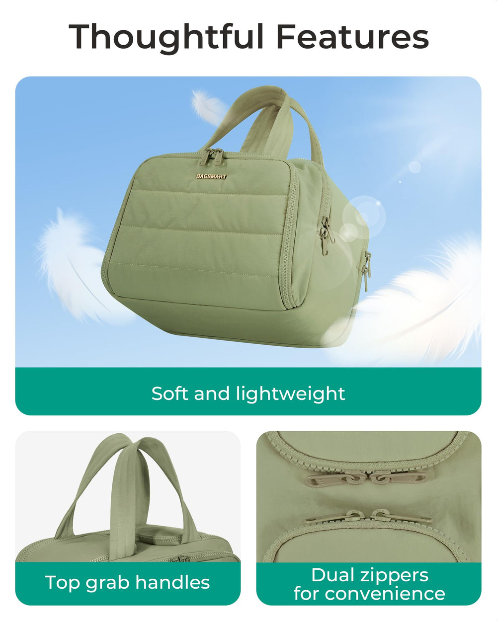 BAGSMART Travel Toiletry Bag waterproof fabric protects contents from leaks
