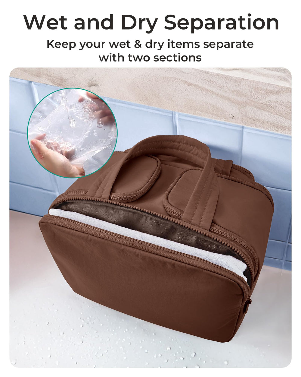 BAGSMART waterproof front pocket supports separation and easy cleaning.