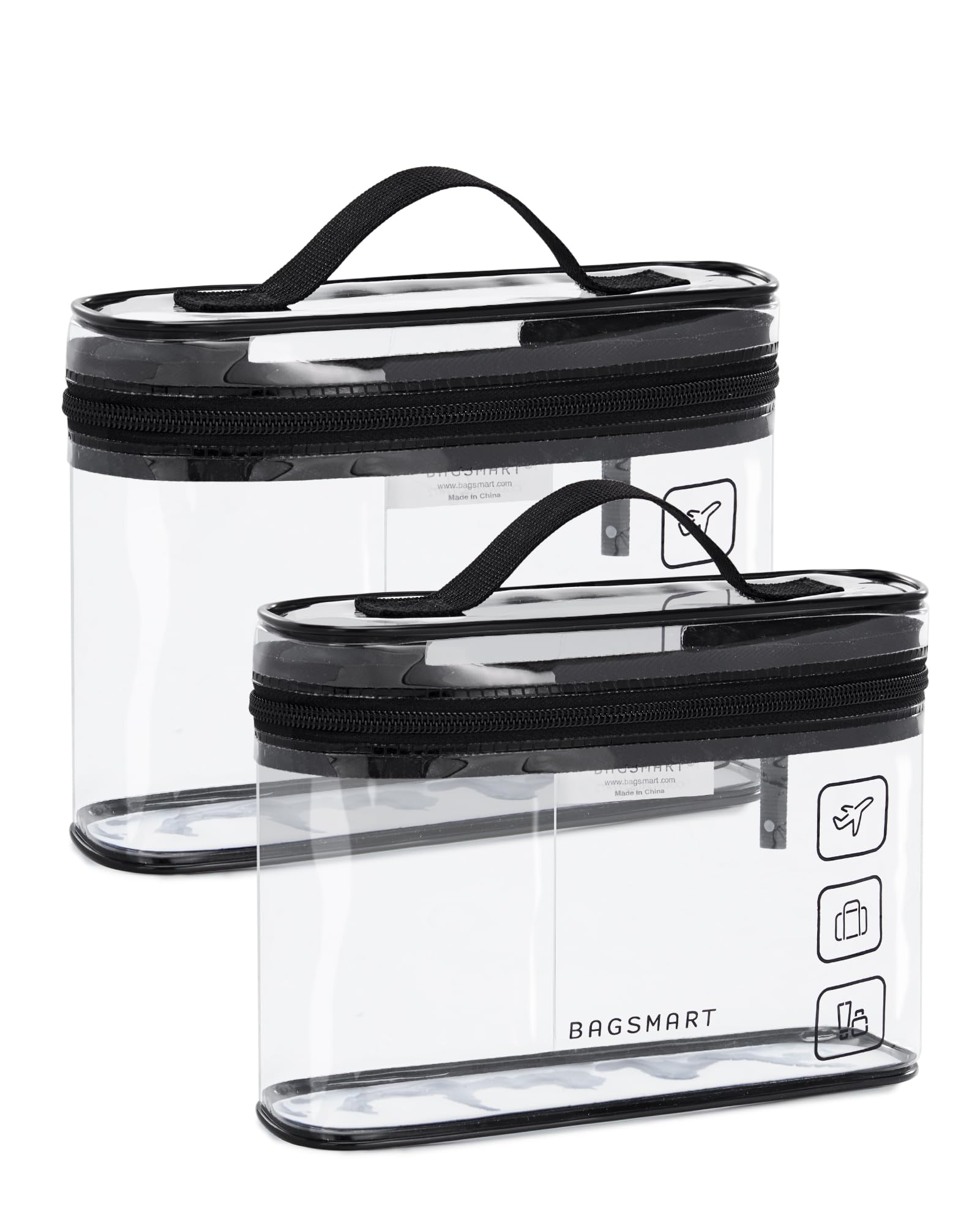 BAGSMART TSA-approved toiletry bag with 180° opening for easy access at security.