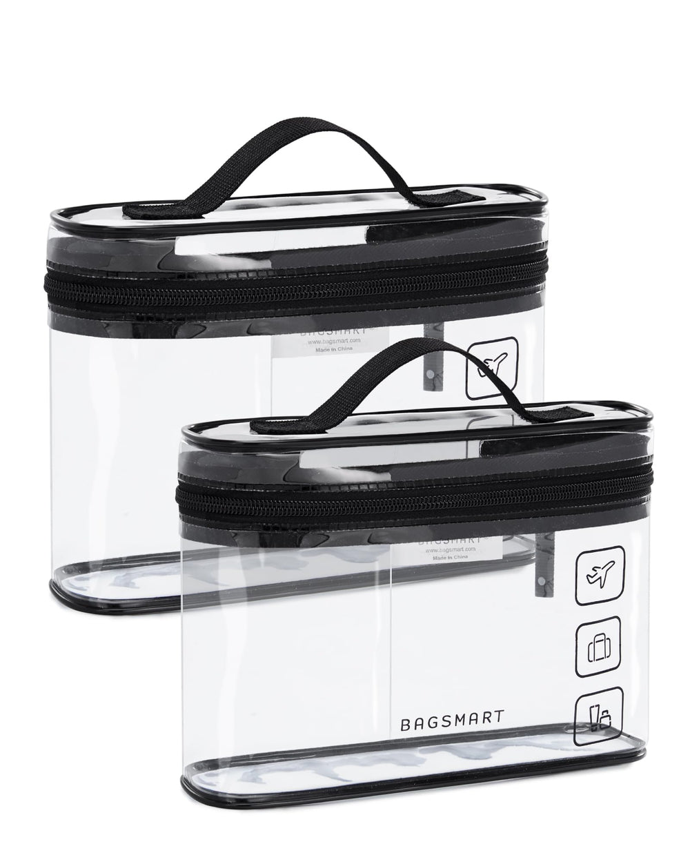 BAGSMART TSA-approved toiletry bag with 180° opening for easy access at security.
