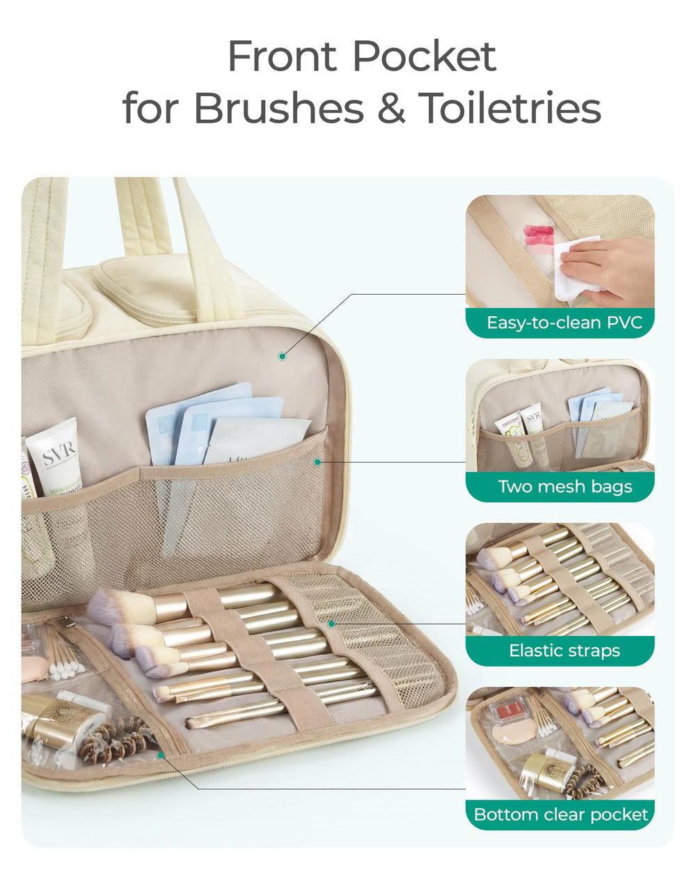 BAGSMART waterproof dry-wet pocket helps separate wet items and dry items.