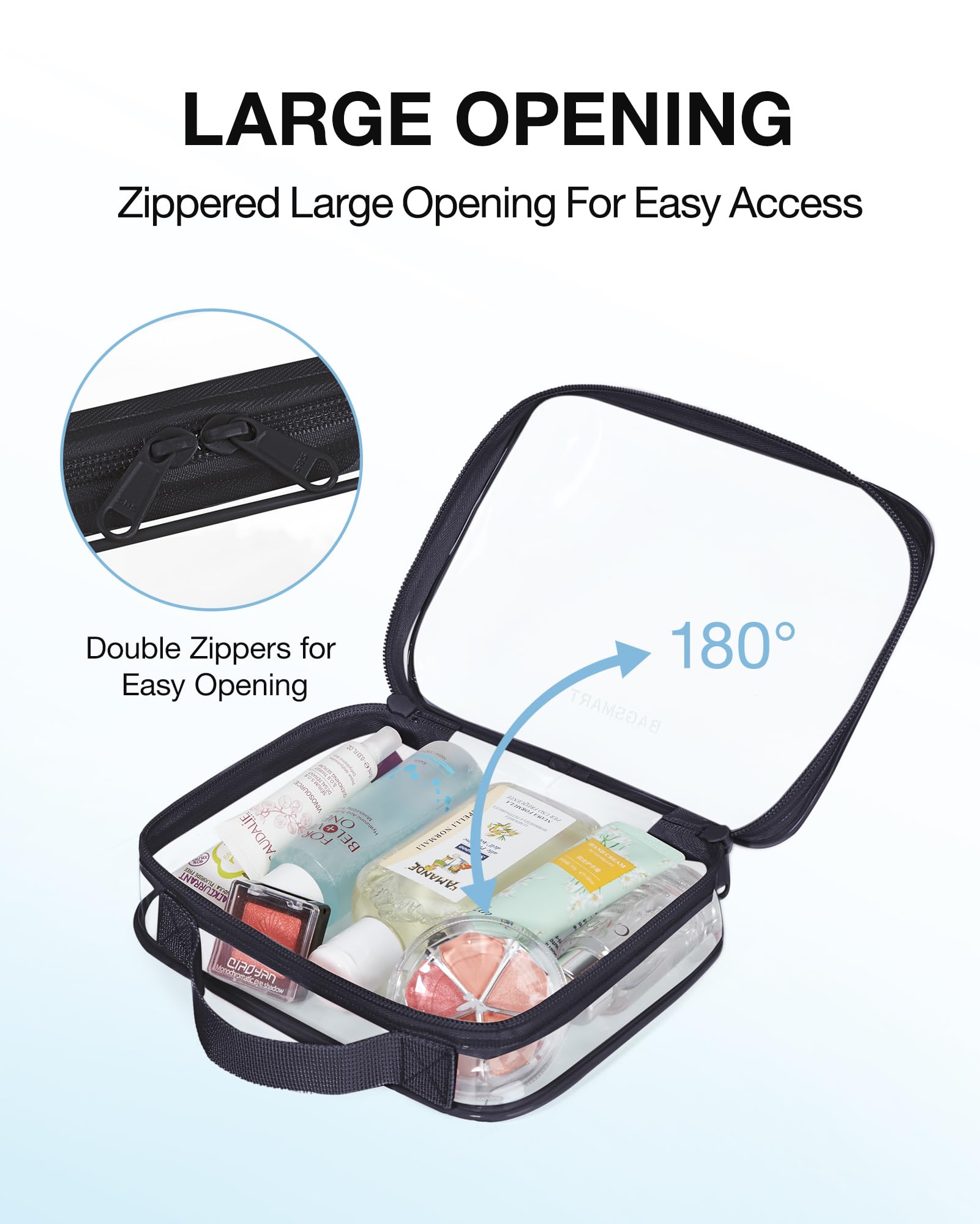BAGSMART Bag with waterproof reinforced seams reduces leakage risk.