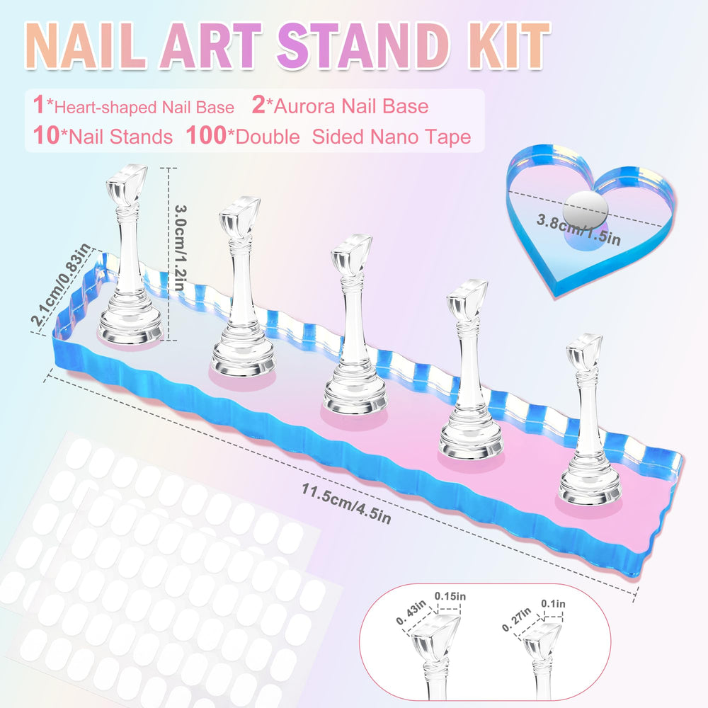 BagTeck heart press on nail holder base stabilizes each nail art task.