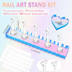 BagTeck heart press on nail holder base stabilizes each nail art task.