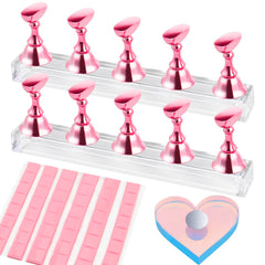 BagTeck nail stand for press-ons with magnetic base for precise nail art setup.