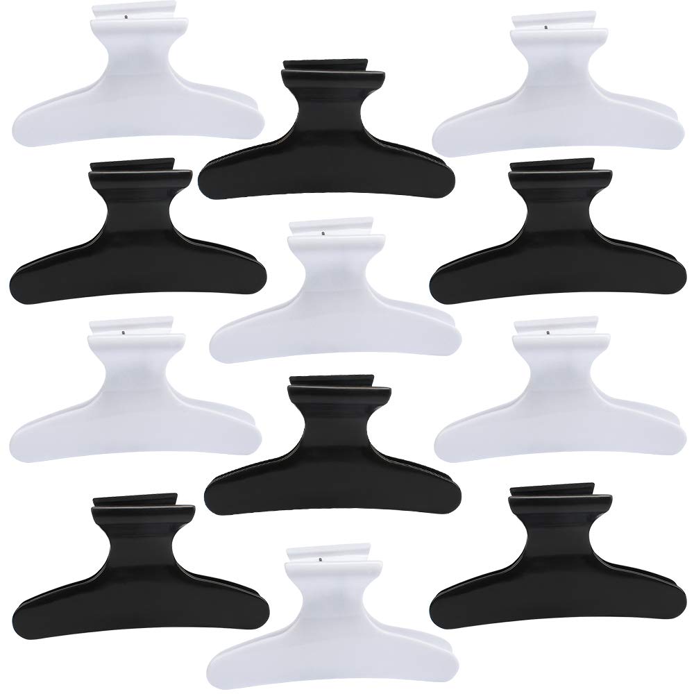 Bahaby clips cabello mariposa blanca negra doce unidades para seccionado y peinados