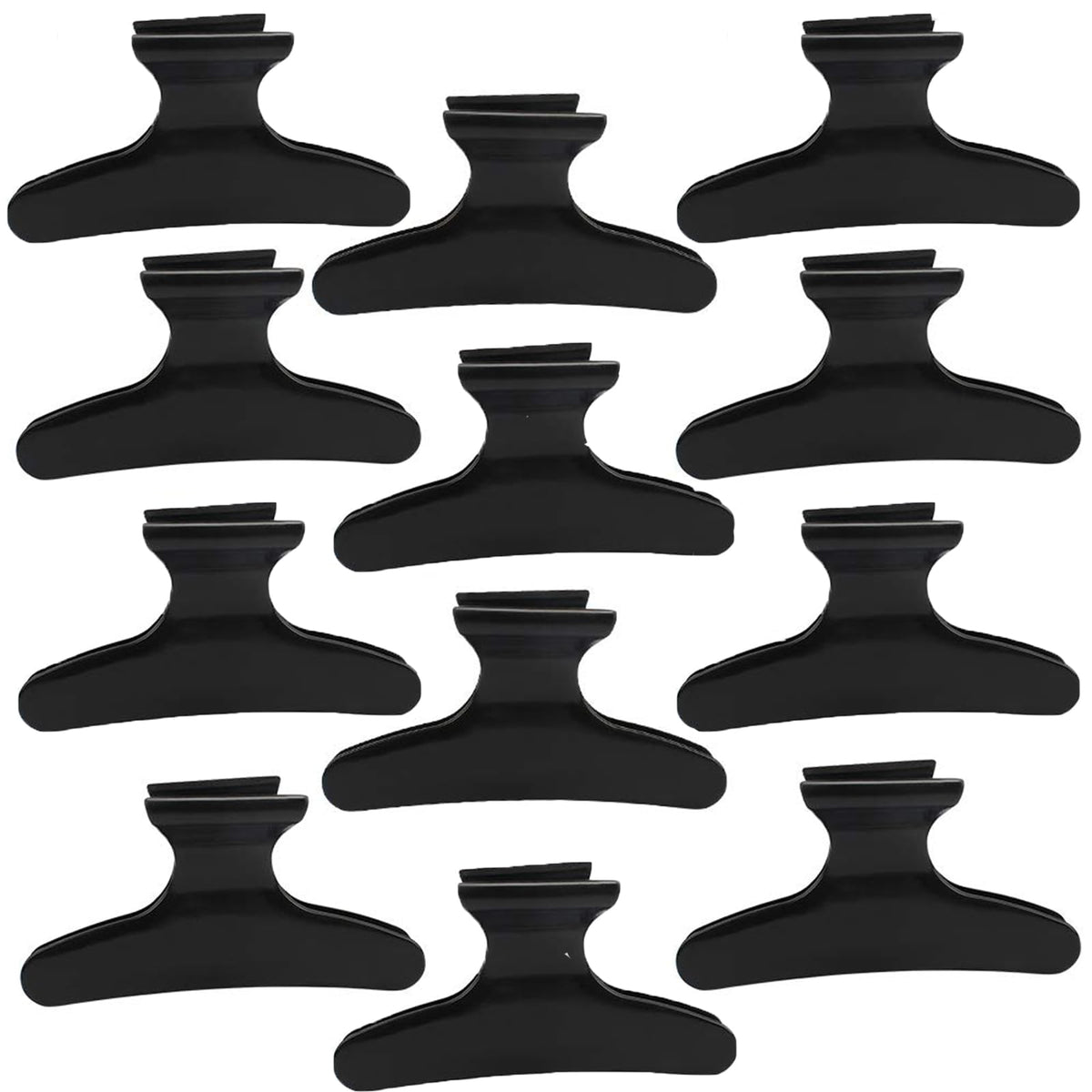 Clips Bahaby para pelo mariposa negro 12 piezas, ideal para peinar y seccionar con comodidad.