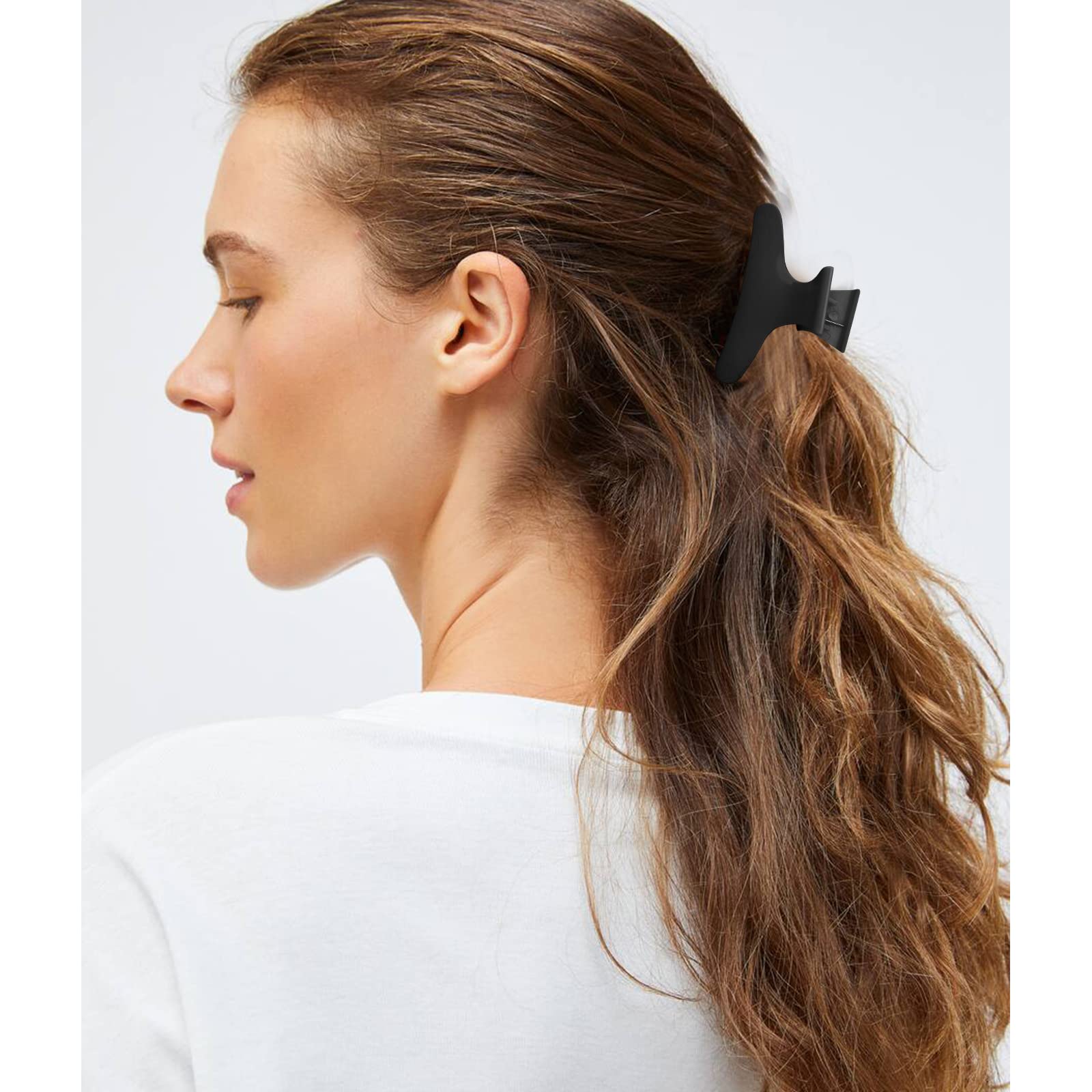 Clip Bahaby para cabello de diversos grosores, seguro durante el peinado y secado.