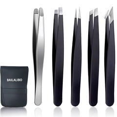BAILALIBO 5-in-1 grooming kit with round-tip tweezers for safe facial hair removal.
