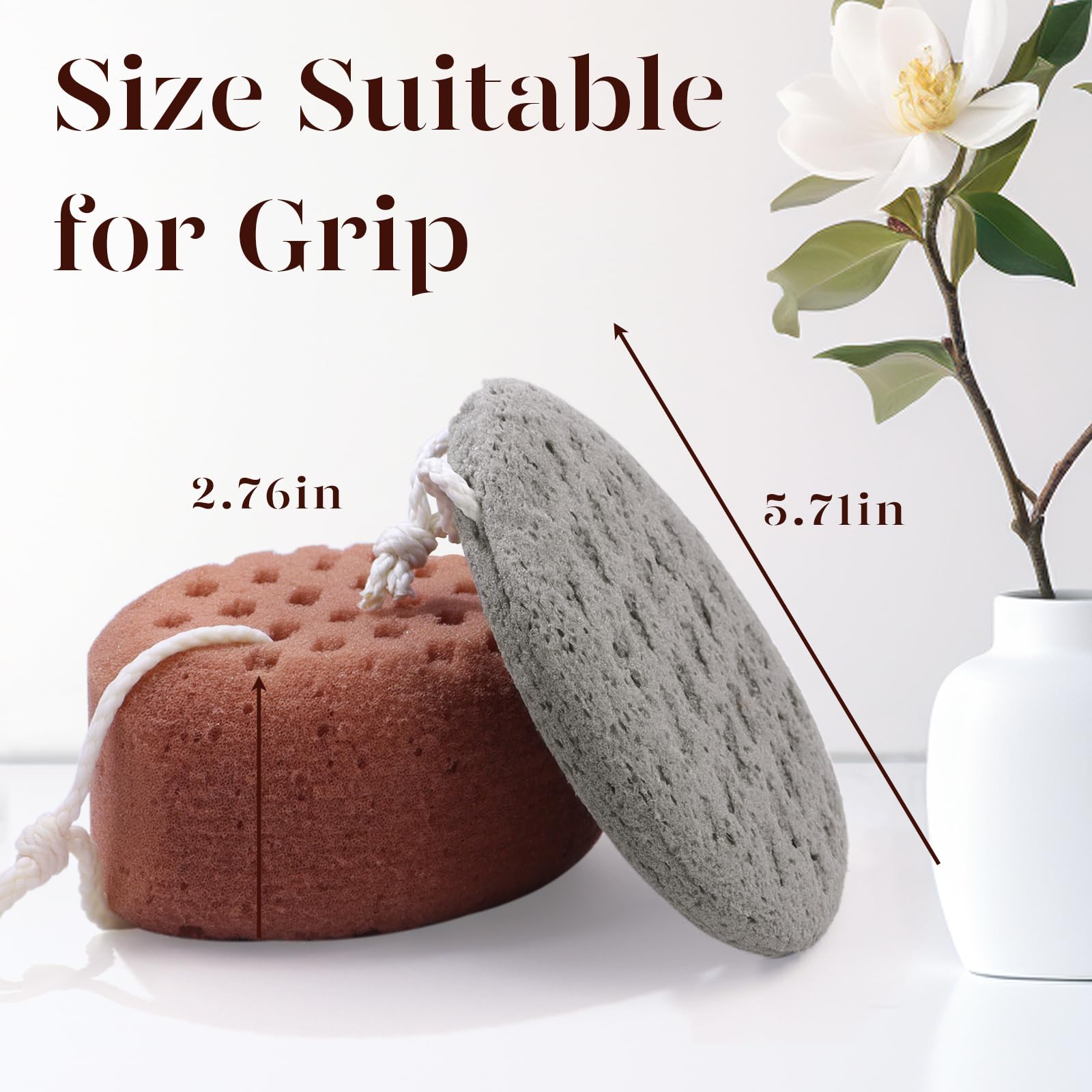 BAIMEI IcyMe bath sponge hanging dry feature enabling quick air-dry.