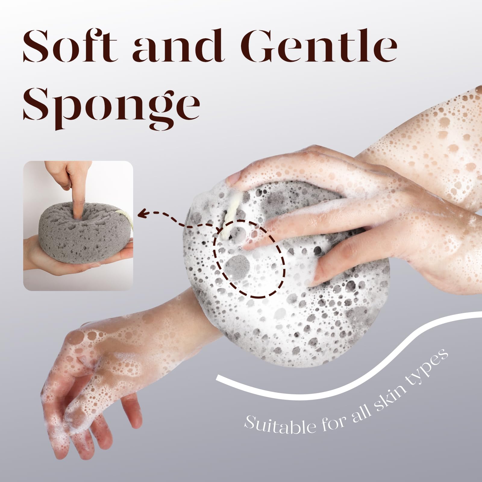 BAIMEI IcyMe bath sponge pink-grey color for stylish daily care.