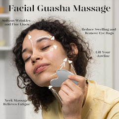 BAIMEI IcyMe gua sha tool on face demonstrating targeted cheek contouring.