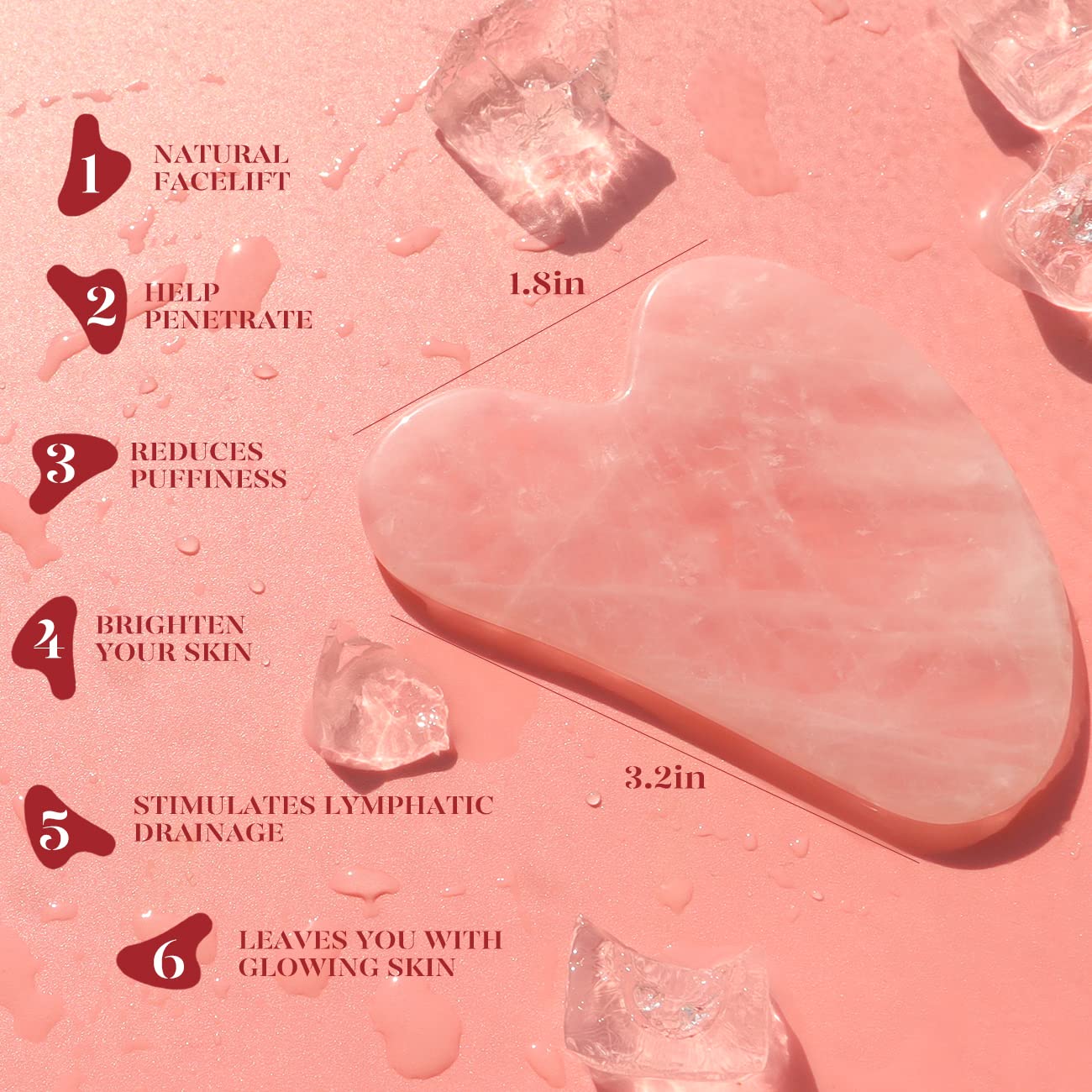 BAIMEI IcyMe rose quartz massage tool cools and relaxes facial muscles.