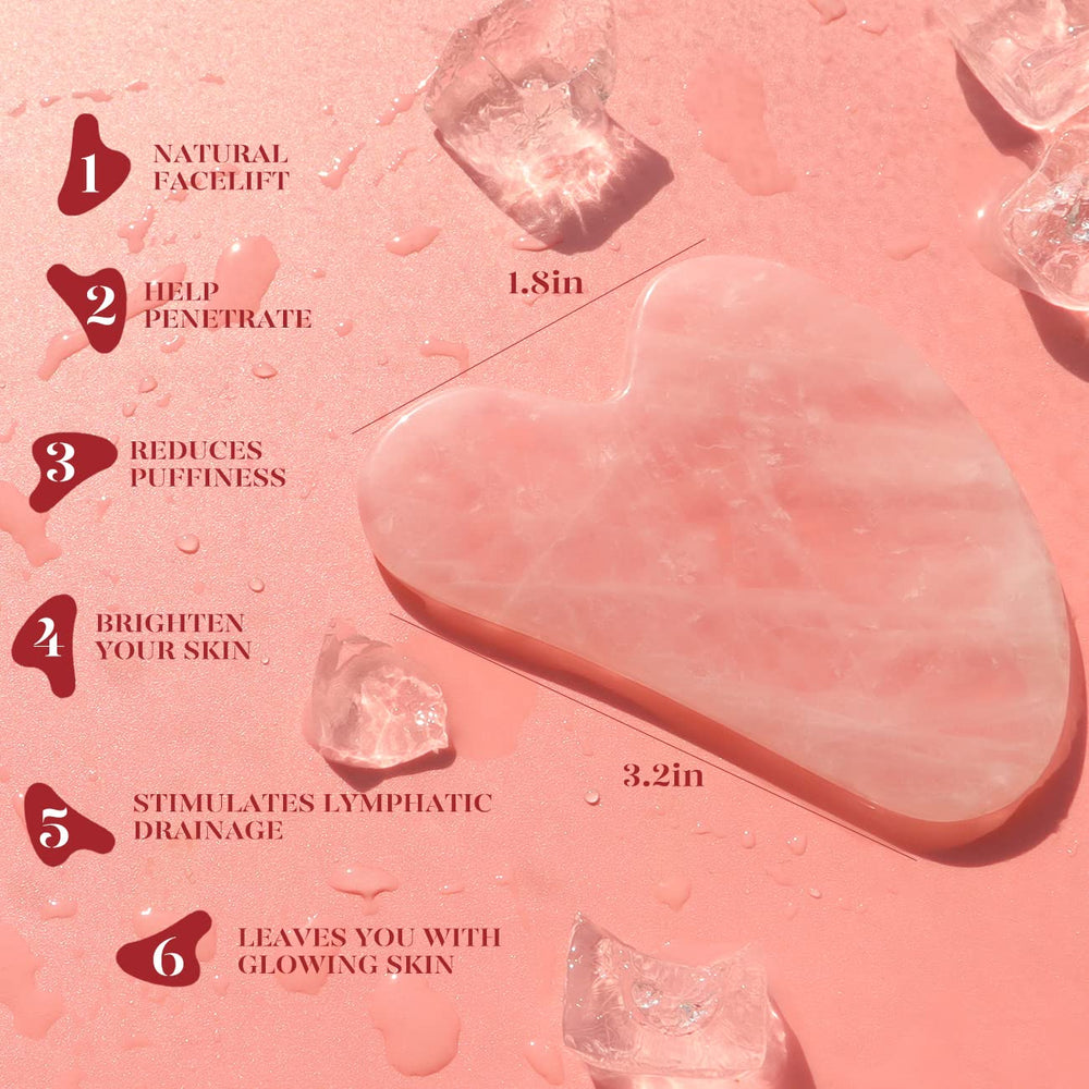 BAIMEI IcyMe rose quartz massage tool cools and relaxes facial muscles.