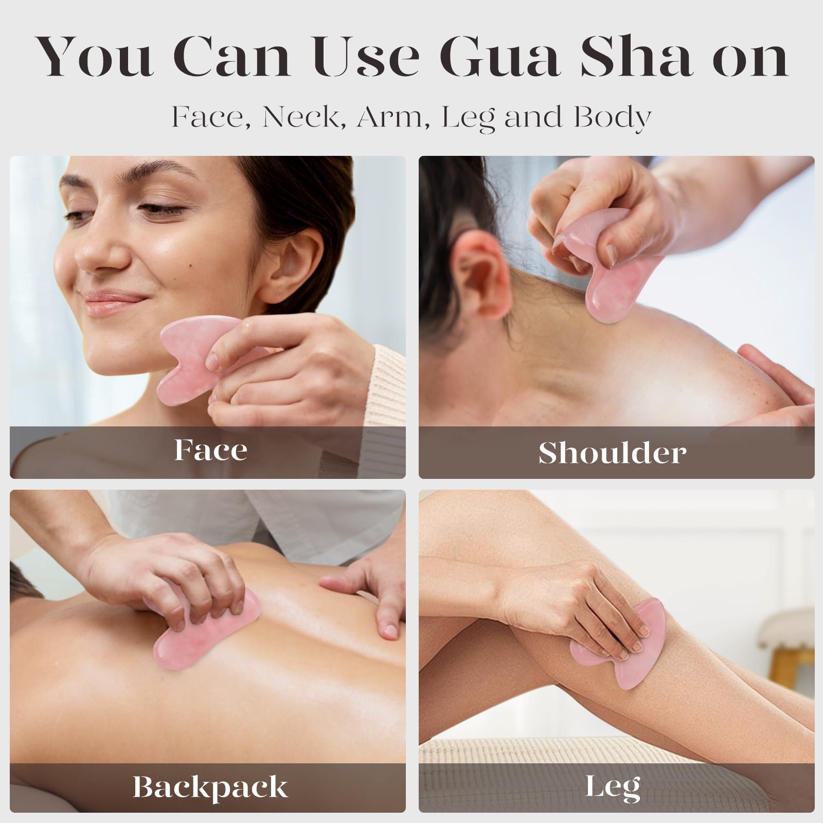 BAIMEI IcyMe rose quartz gua sha delivers smooth edges for irritation-free routines.