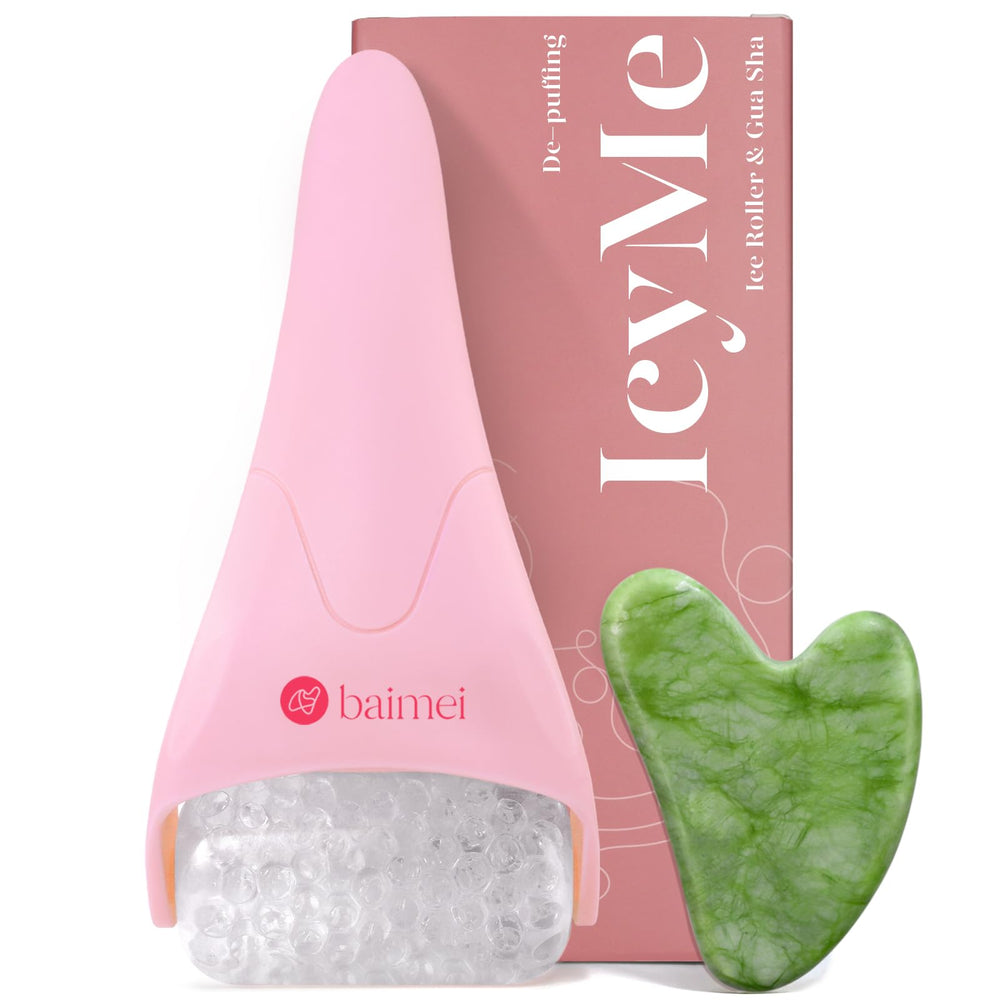 BAIMEI IcyMe ice roller for the face reduces puffiness with cooling relief.