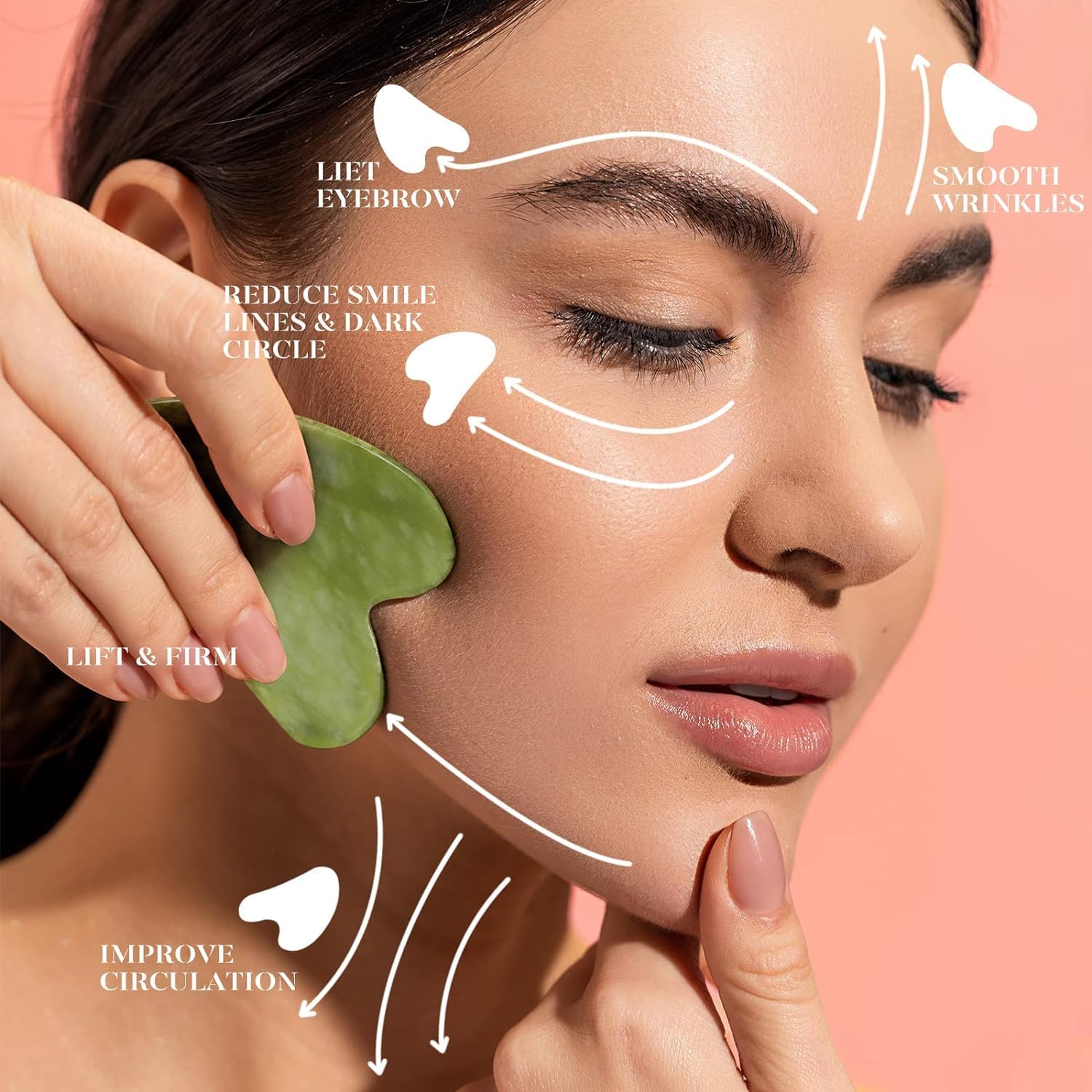 BAIMEI IcyMe jawline sculpt with gua sha using upward strokes.