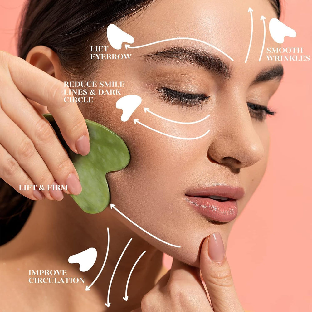 BAIMEI IcyMe jawline sculpt with gua sha using upward strokes.