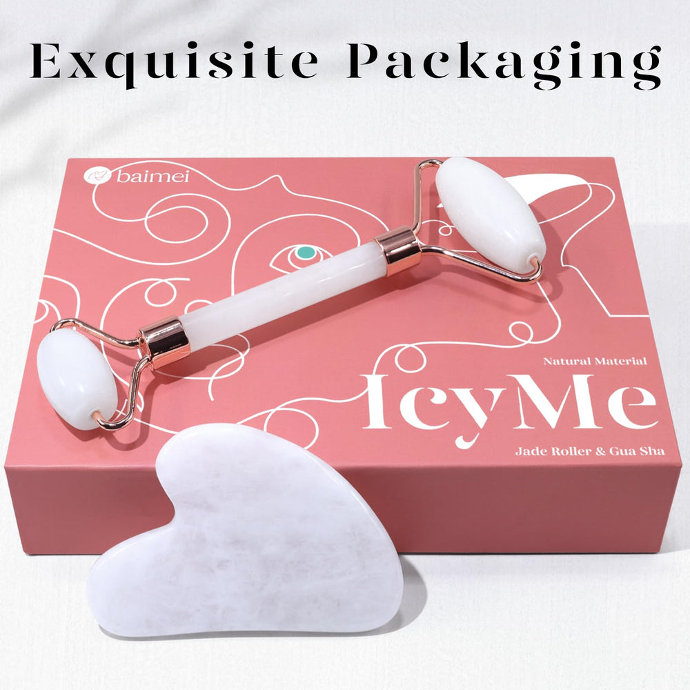 Part of a daily skincare routine with jade roller and gua sha
