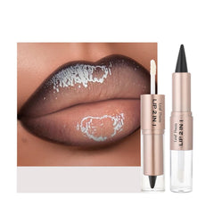 BAISEN DIARY 2-in-1 lip liner and gloss duo in action defining and shaping lips.