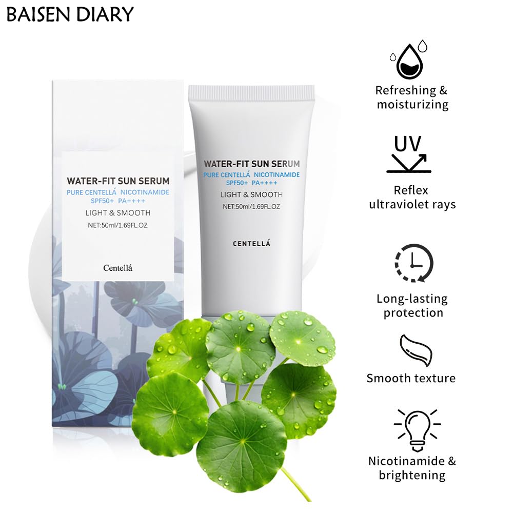 BAISEN DIARY protector solar Centella, contiene centella asiática para piel calmada.