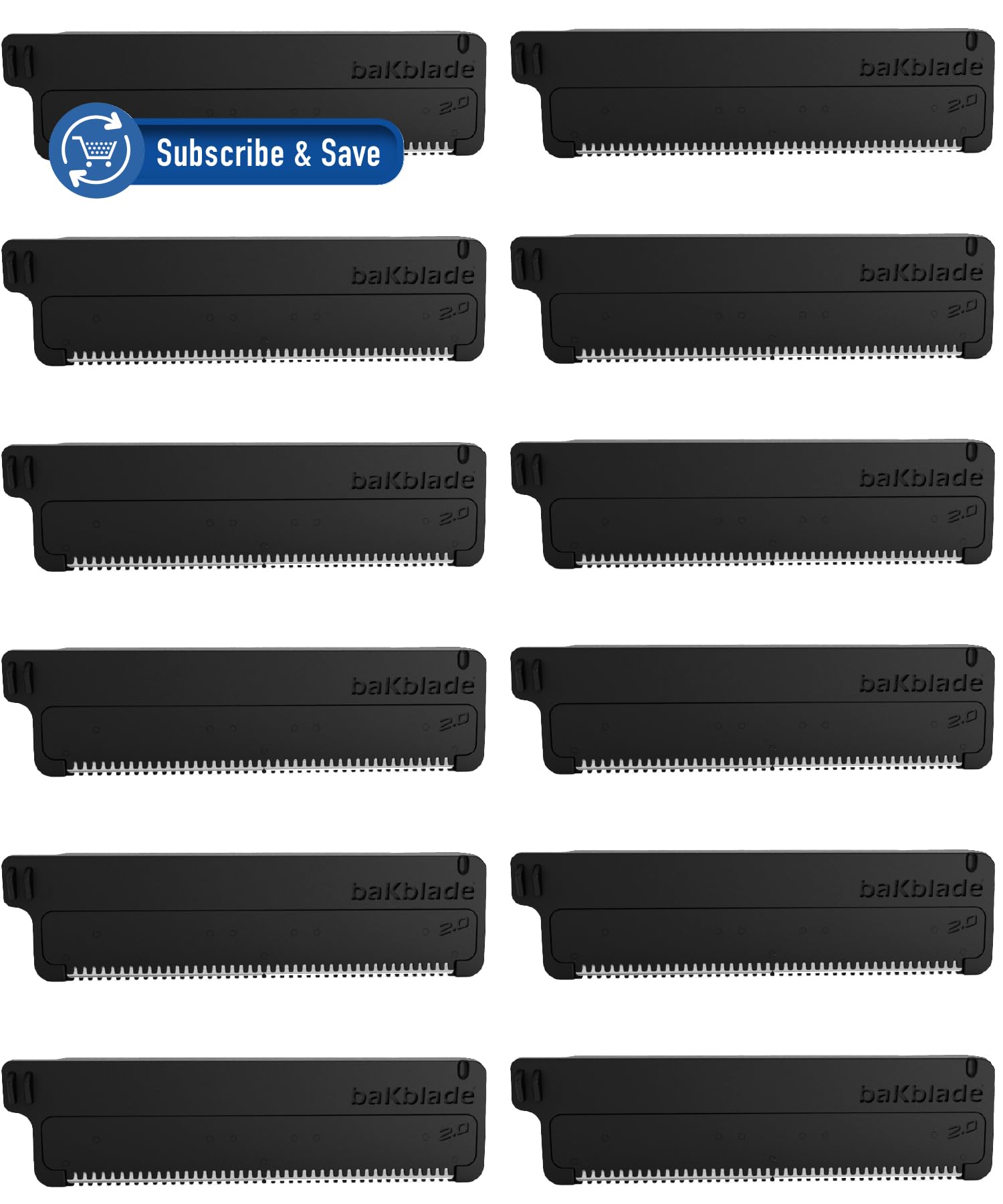Bakblade 2.0 back shaver refill pack for a smooth, quick back shave.