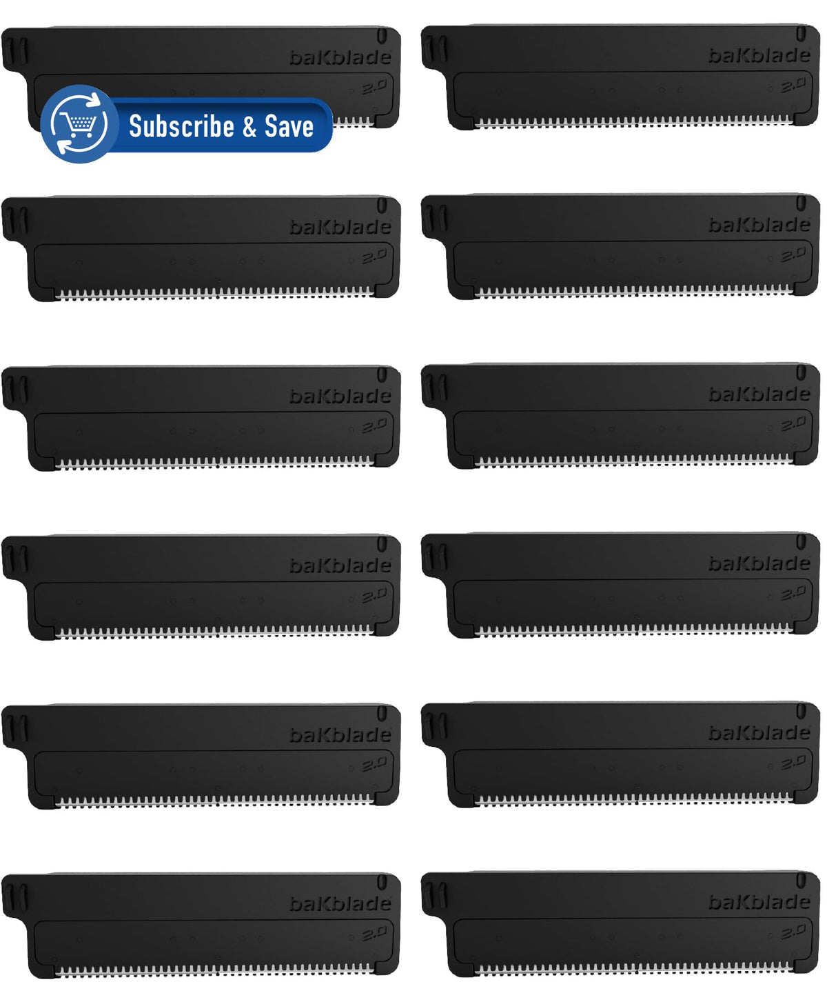 Bakblade 2.0 back shaver refill pack for a smooth, quick back shave.