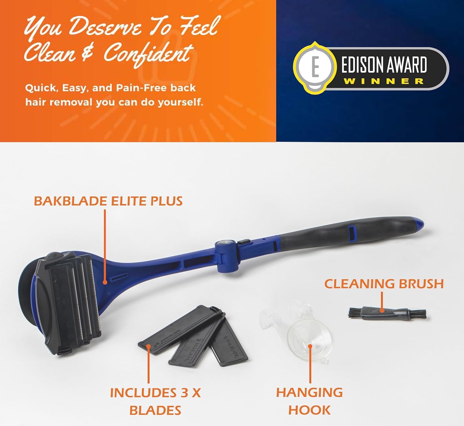 Extended 18-inch handle provides reach during back grooming.