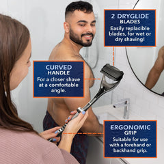 BaKblade 2.0 SilverBak back shaver for wet and dry shaving.