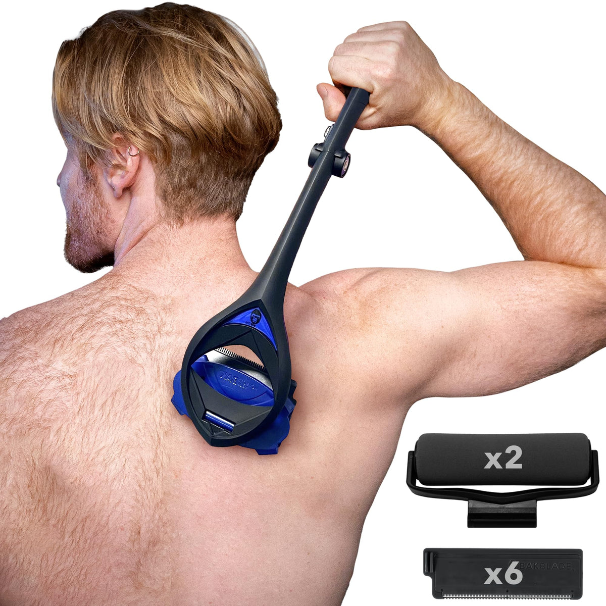 BaKBlade 3.0 Stealth 23-inch handle for easy, full-back reach during shaving.