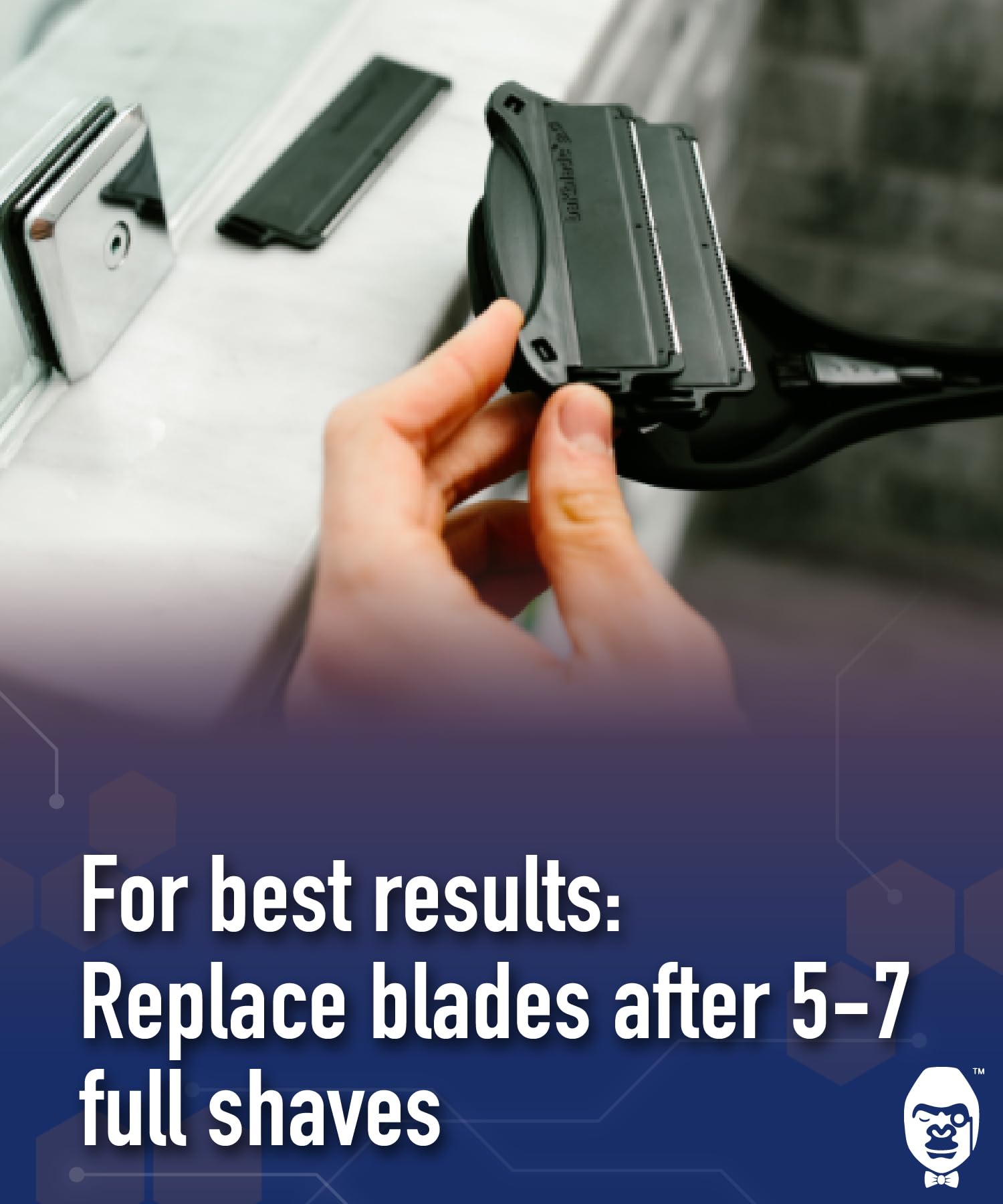 Bakblade cleaning brush included to extend blade cartridge life.