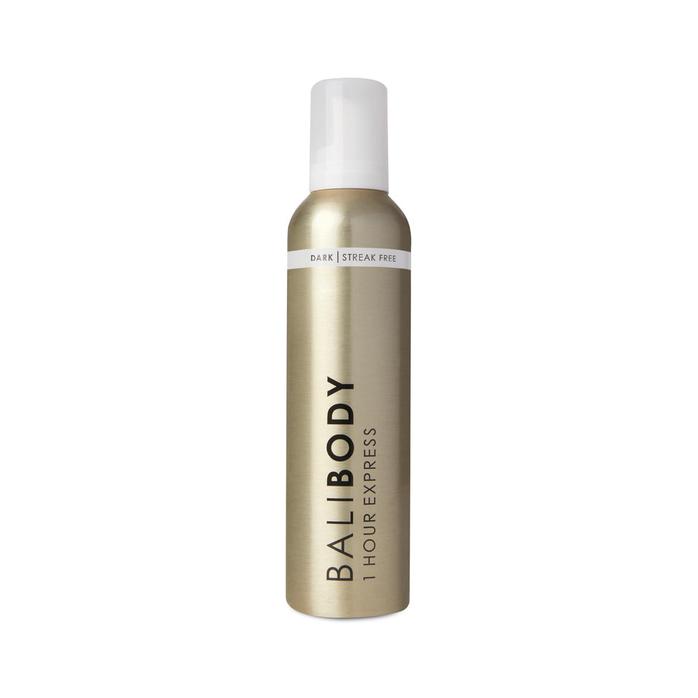 Bali Body 1Hour Express Self Tanner Foam bottle pouring for easy, fast application.