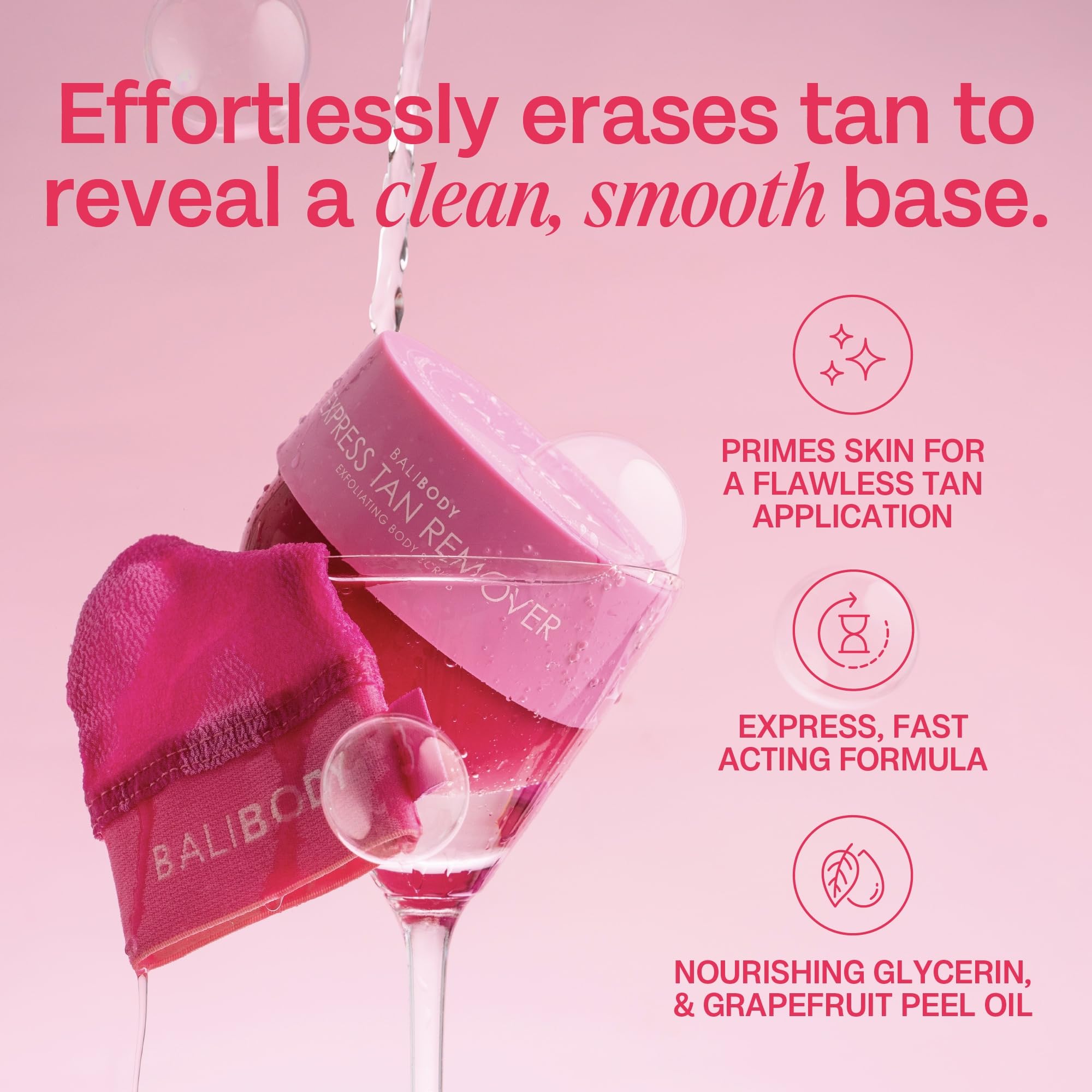 Bali Body Express Remover exfoliator beads in action on skin.