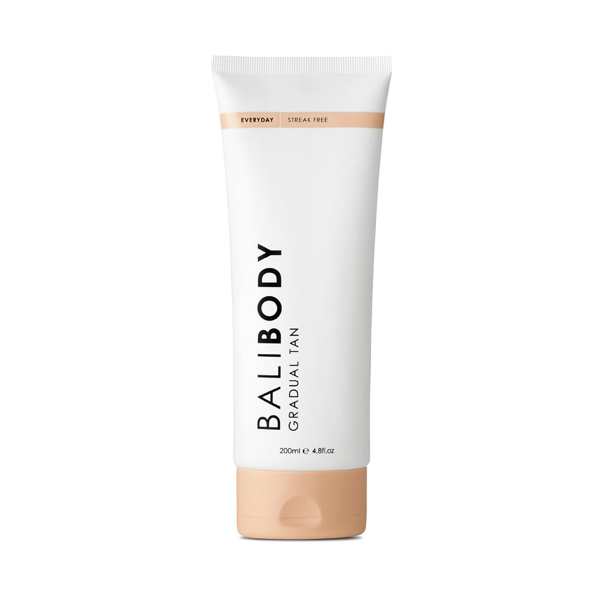 Bali Body Gradual Tan bottle demonstrates smooth, buildable color development for dry skin.