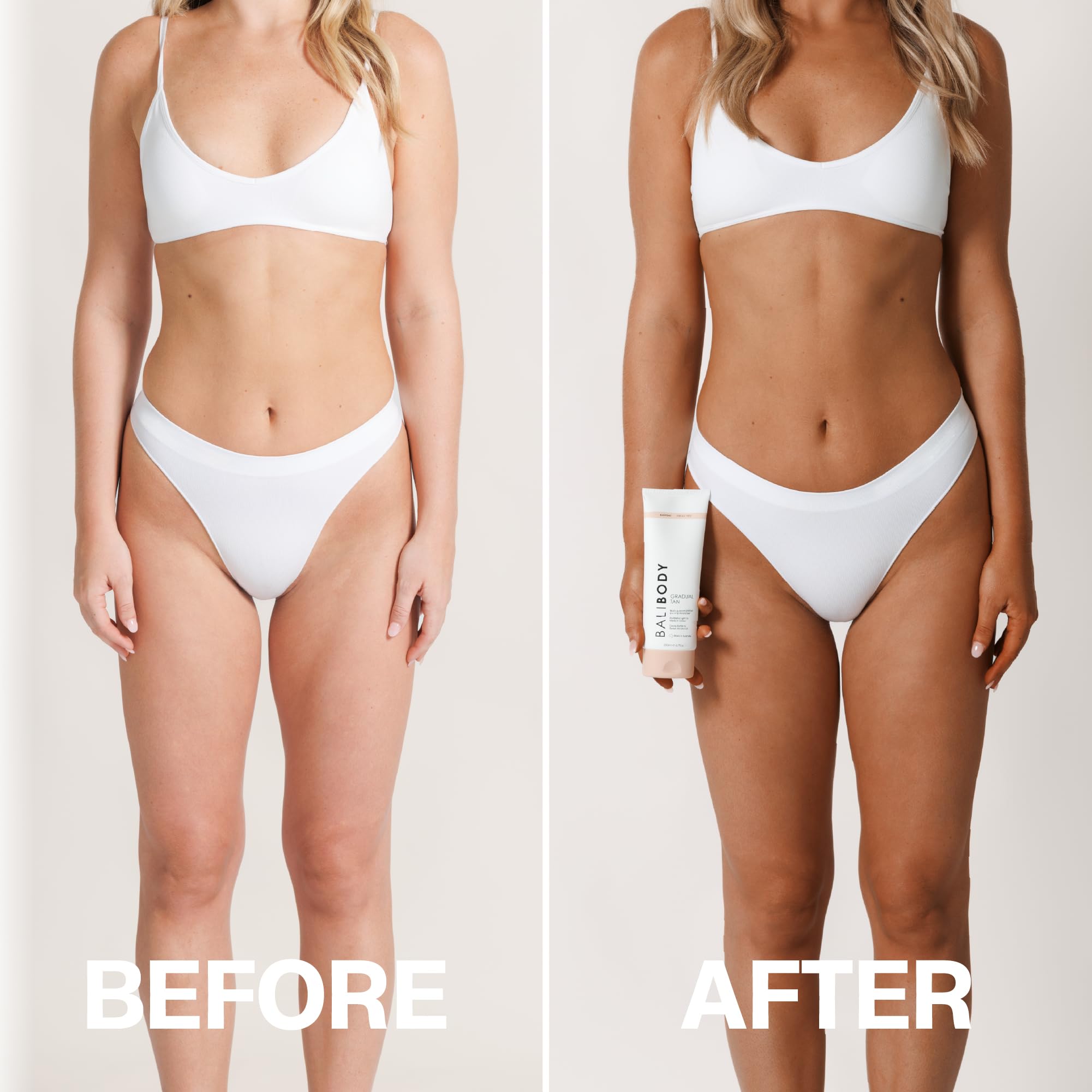 Bali Body Gradual Tan creamy texture moisturizes very dry skin.
