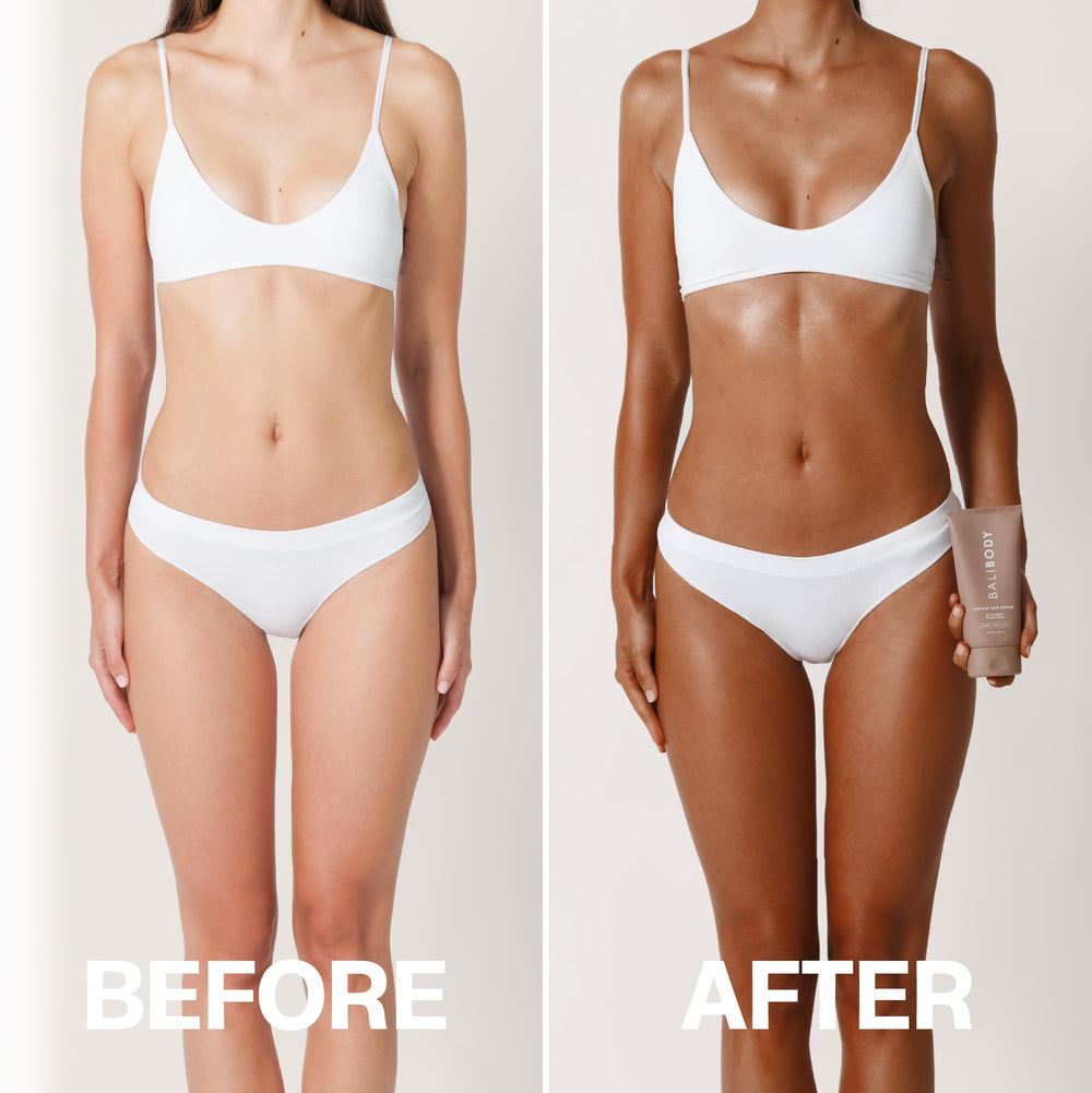 Application swirl of Bali Body Instant Tan Cream demonstrating blendable formula.
