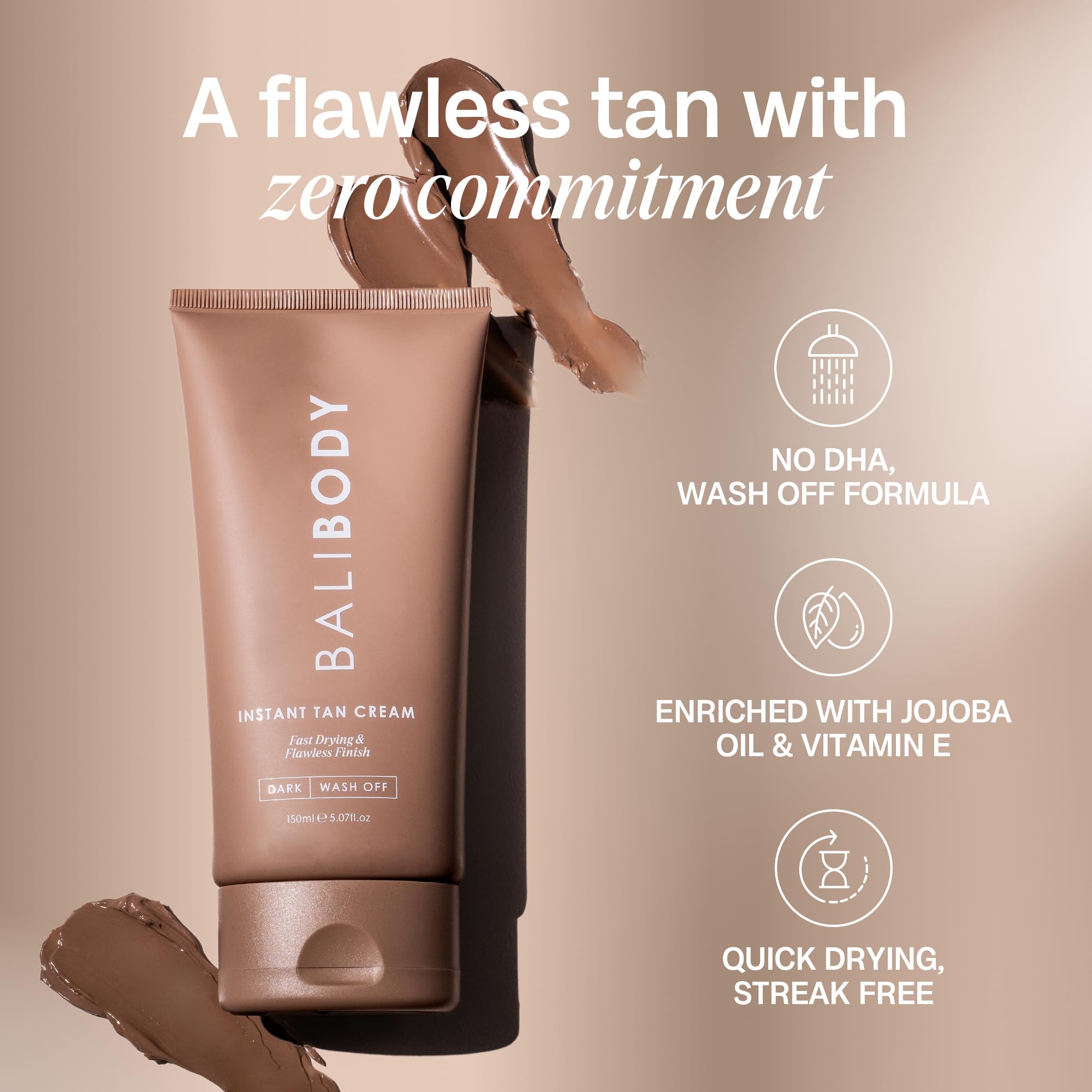 Bali Body Instant Tan Cream on skin with even coverage and glow.