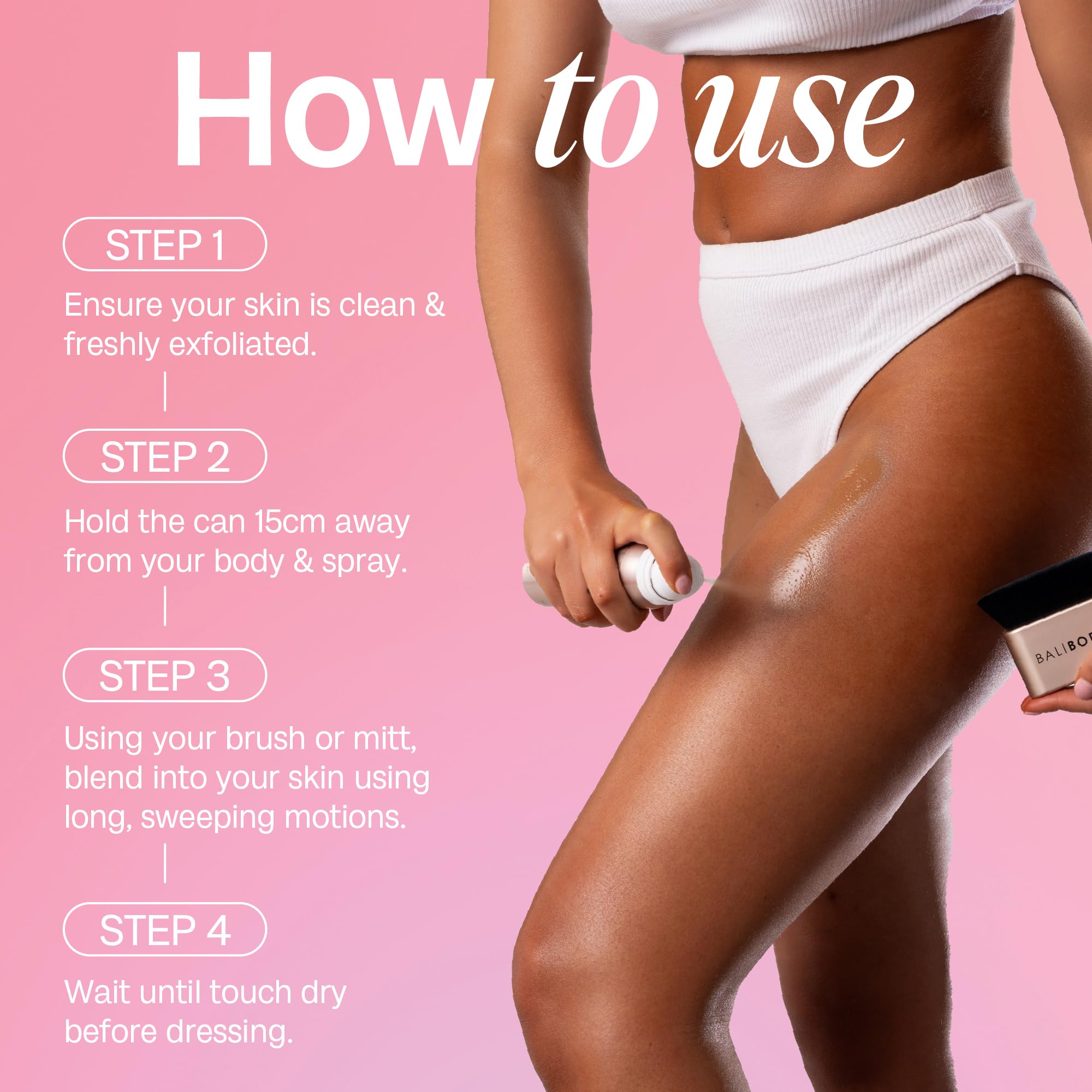 Bali Body spray technique 2-3 inches for even application