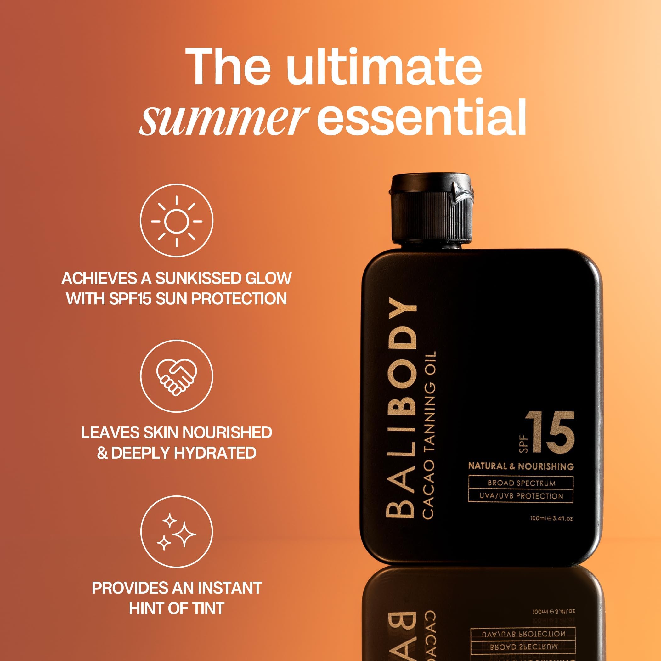 BALI BODY cacao tanning oil travel-friendly packaging