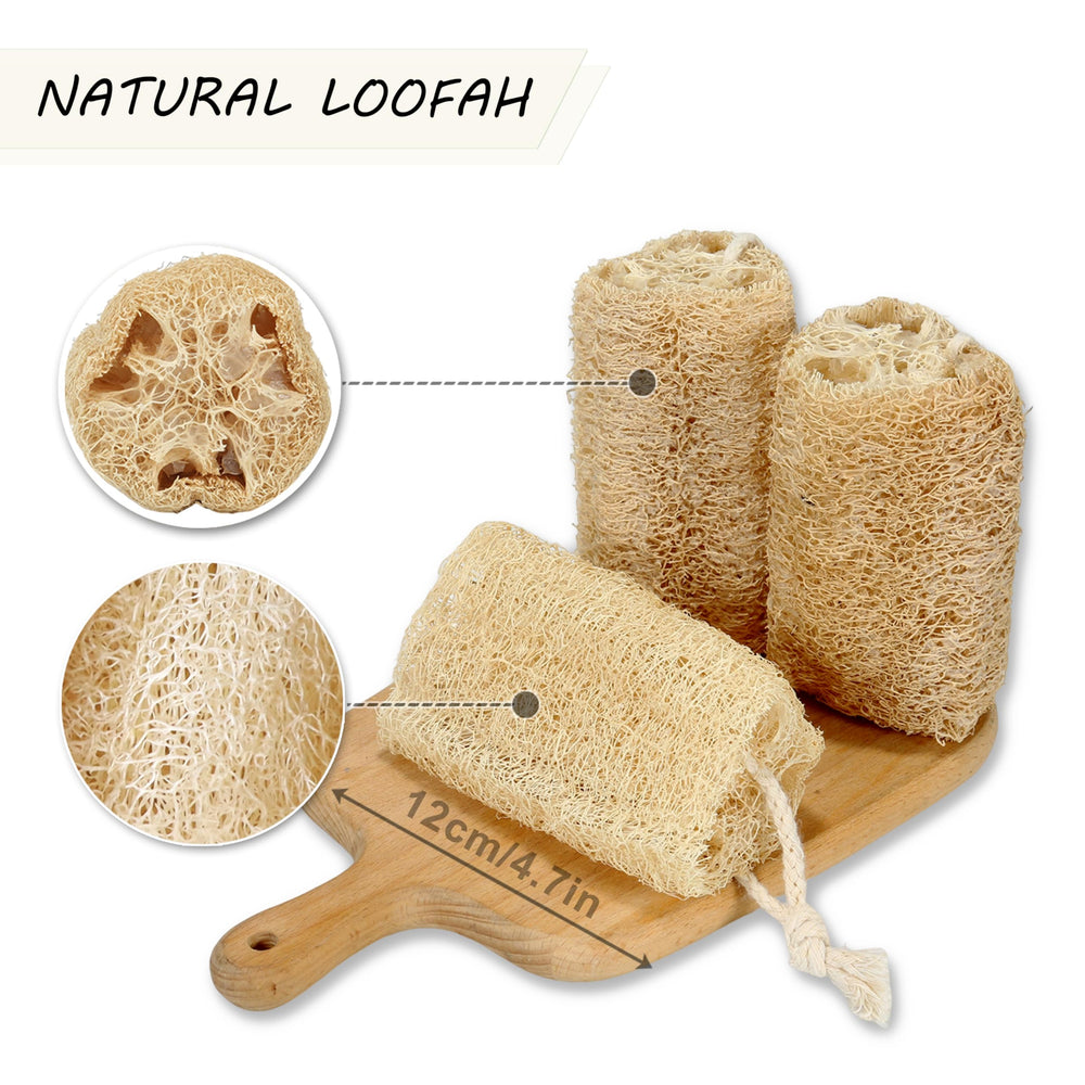 Balifeel natural loofah sponge offering rich lather in the shower.
