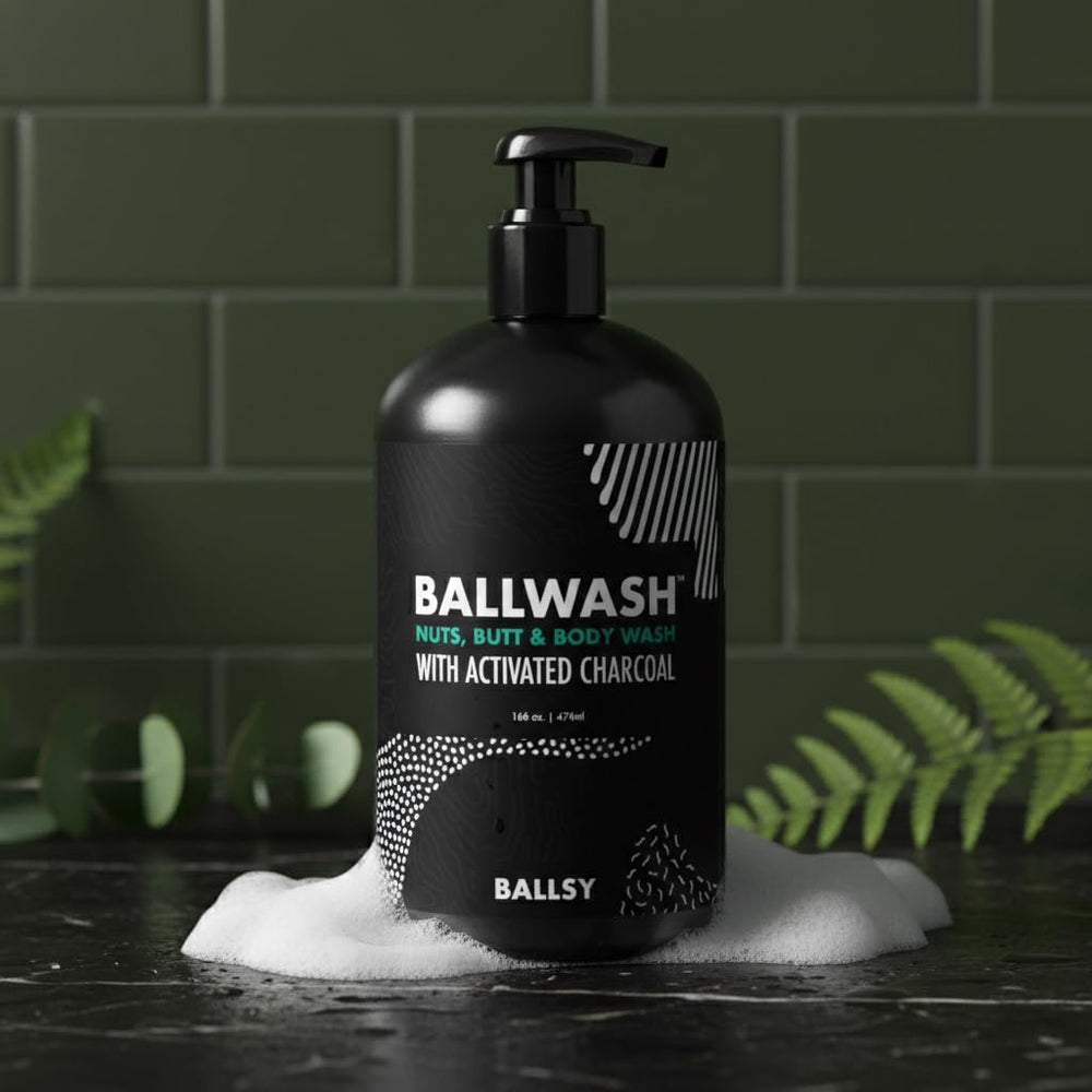 Ballsy Ballwash Charcoal, espuma cremosa para una ducha suave.