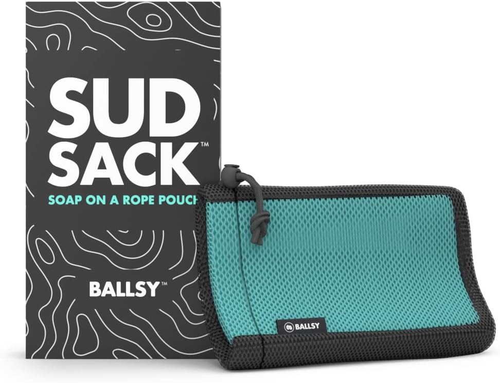 Ballsy Handy Shower Tool with suds sack soap pouch for secure grip and richer lather